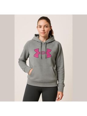 Under armour pink gray semi fitted hoodie size XL